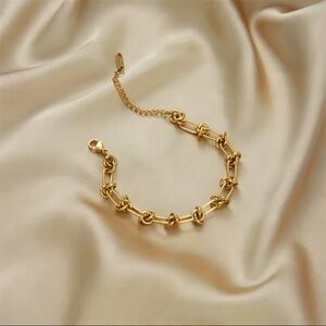 New 18K Gold Knot Link Bracelet plated Stainless Steel